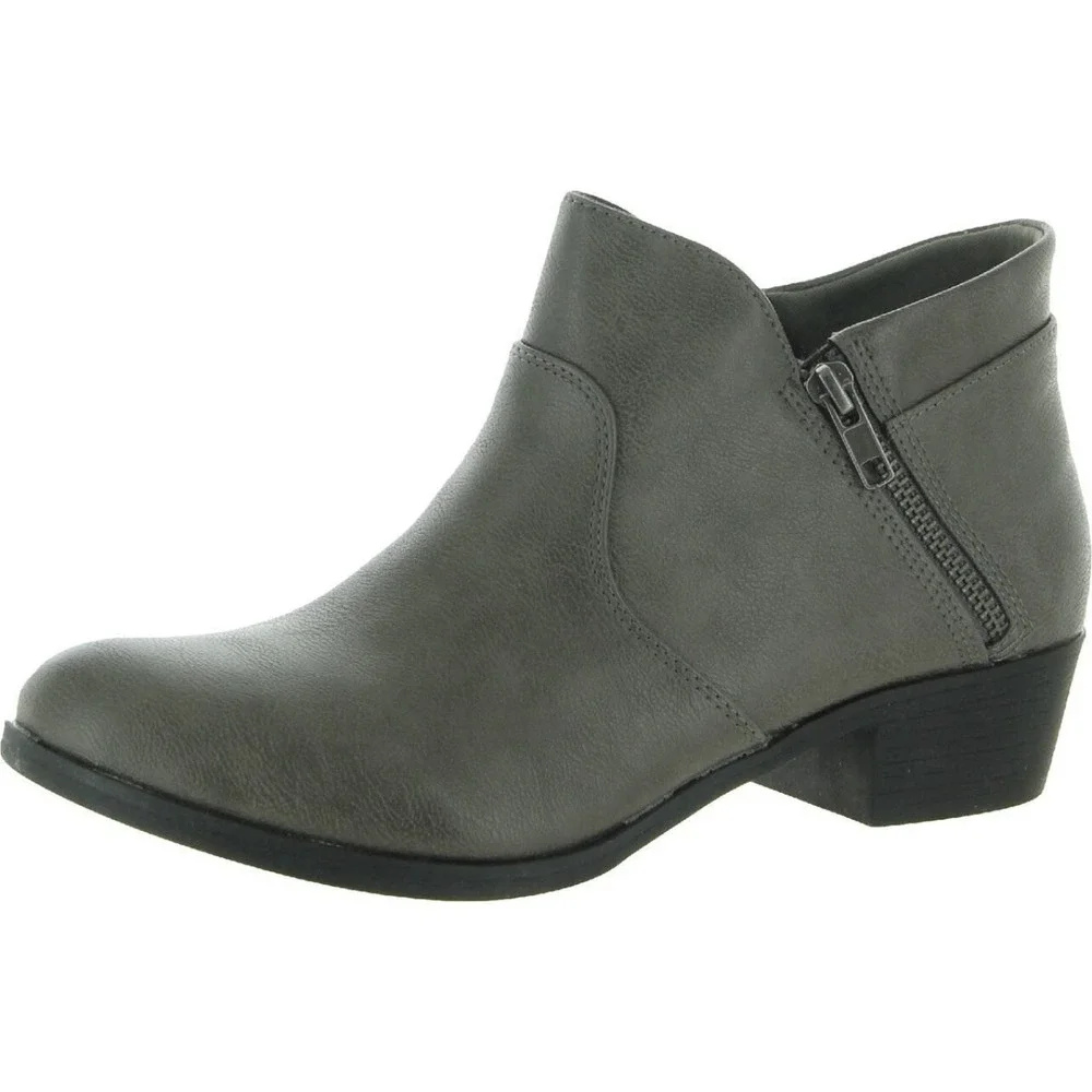 Sun + Stone Abbyy Grey Ankle Boots Womens 6 M Low Block‎ Heel Round Toe ABBYYP